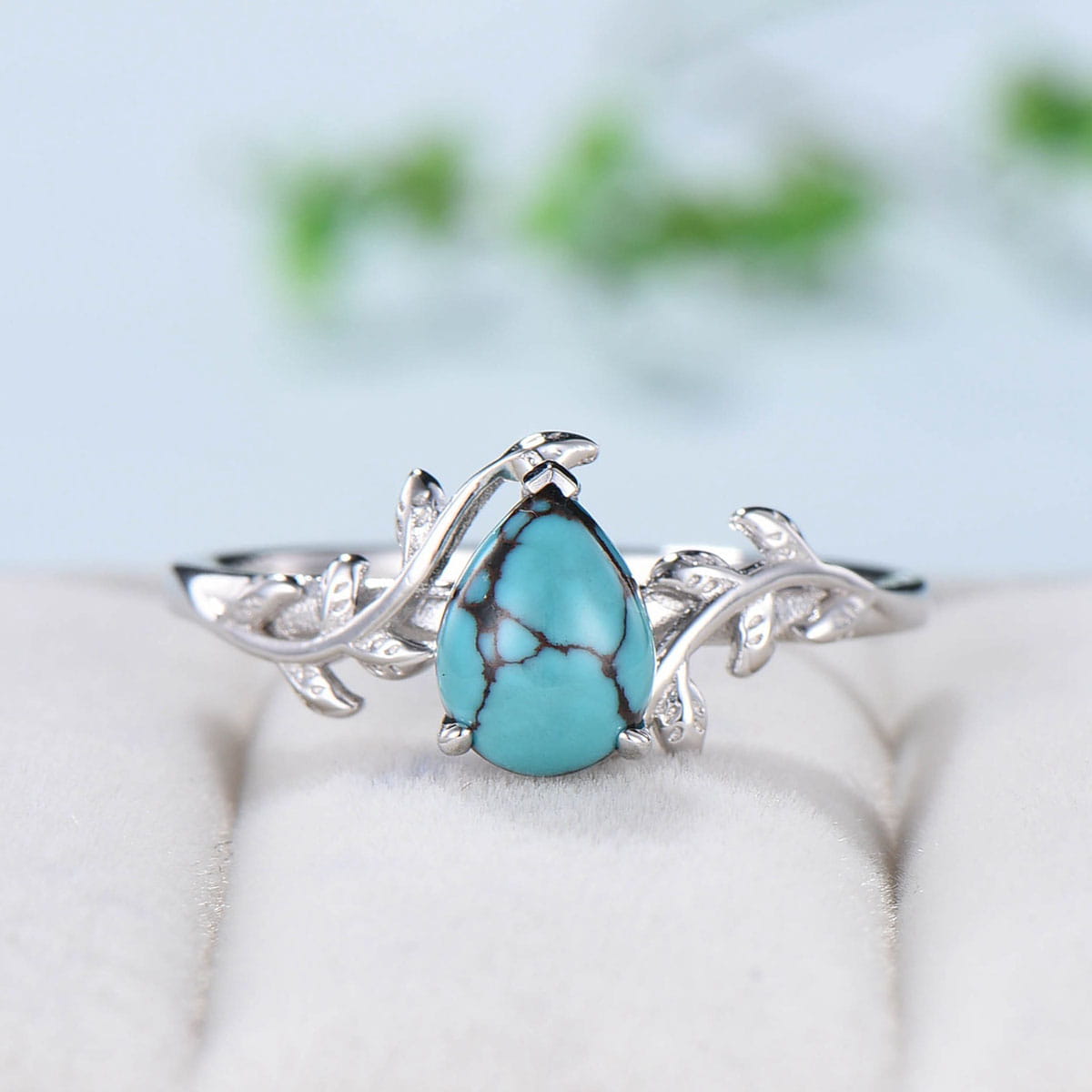 Turquoise Teardrop Howlite - Sterling Silver Ring – Soflo Boho Boutique