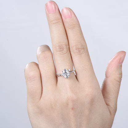 Dainty Oval cut moissanite engagement ring solid 14k yellow gold Minimalist 6 prongs cluster diamond promise wedding ring women jewelry gift