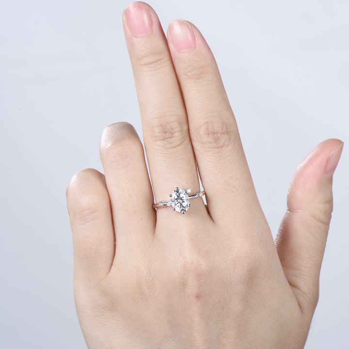 Dainty Oval cut moissanite engagement ring solid 14k yellow gold Minimalist 6 prongs cluster diamond promise wedding ring women jewelry gift