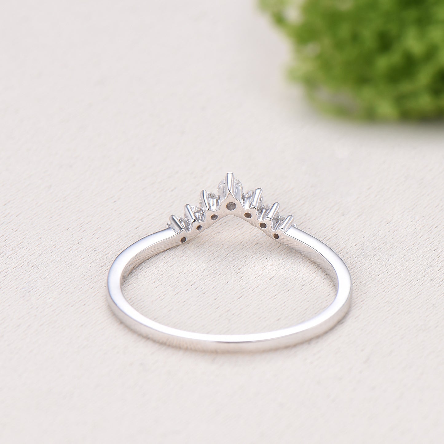 Curved moissanite wedding band women-penfine01 - PENFINE