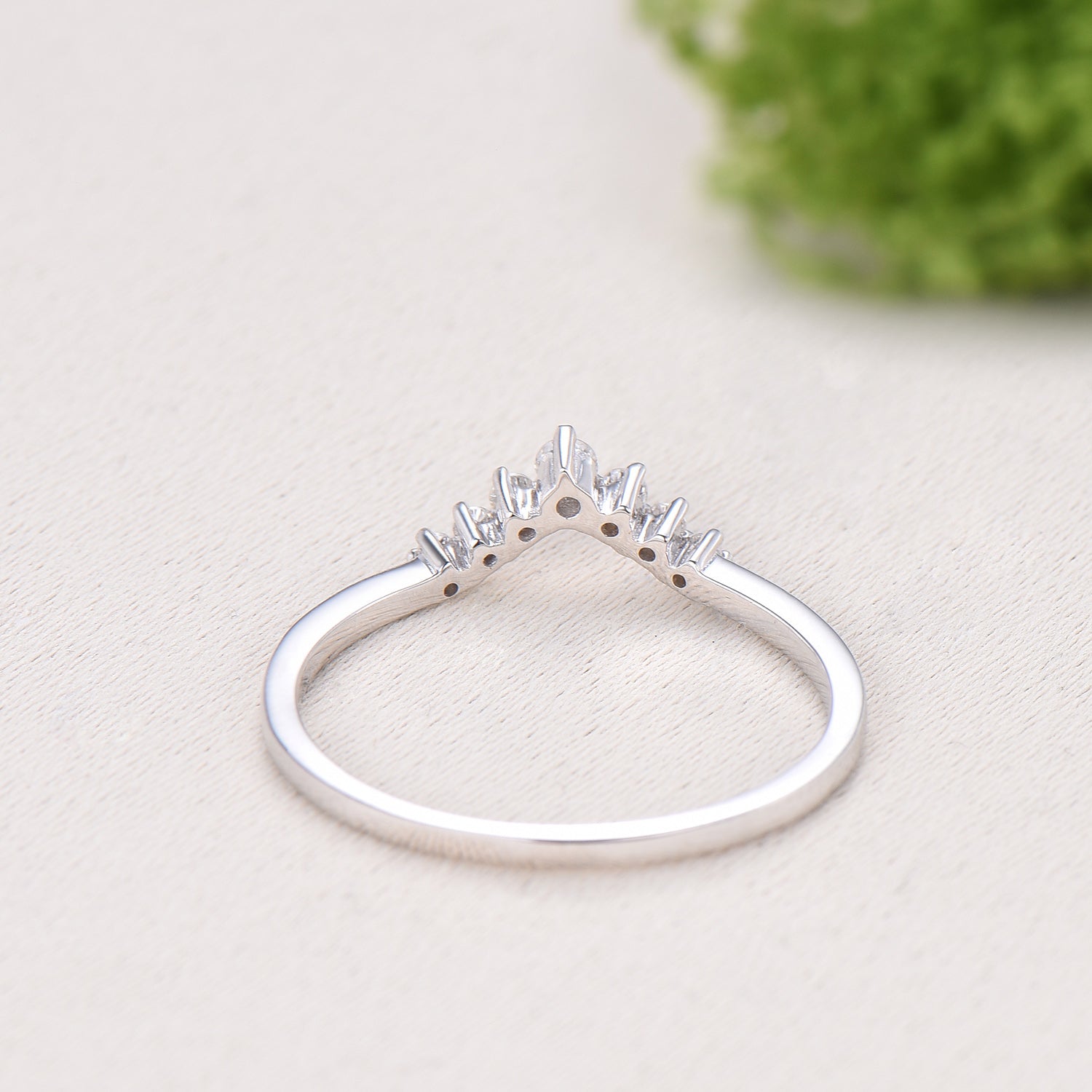 Curved moissanite wedding band women-penfine01 - PENFINE