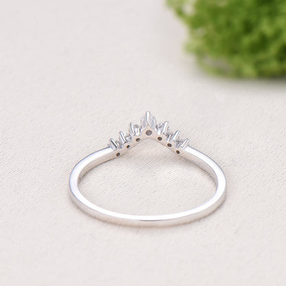 Curved moissanite wedding band women-penfine01 - PENFINE