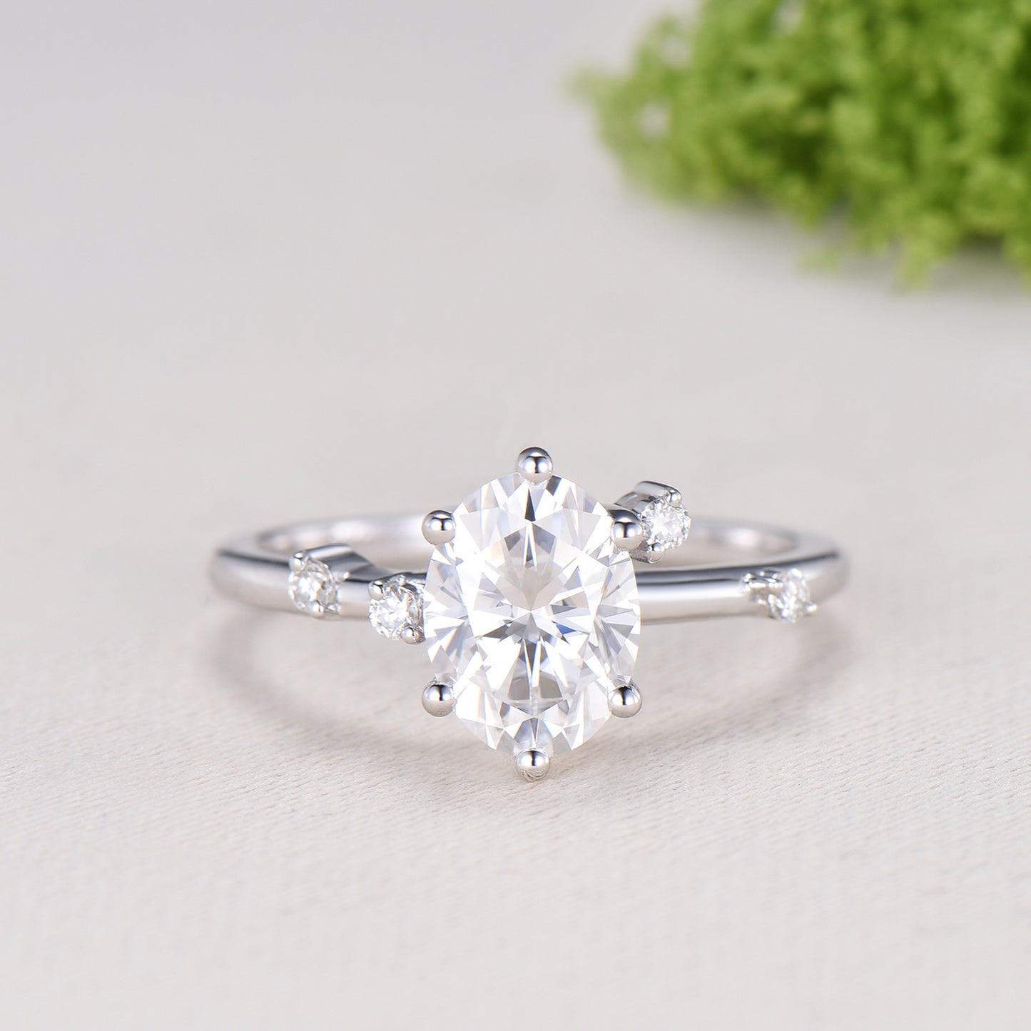 Dainty Oval cut moissanite engagement ring solid 14k yellow gold Minimalist 6 prongs cluster diamond promise wedding ring women jewelry gift