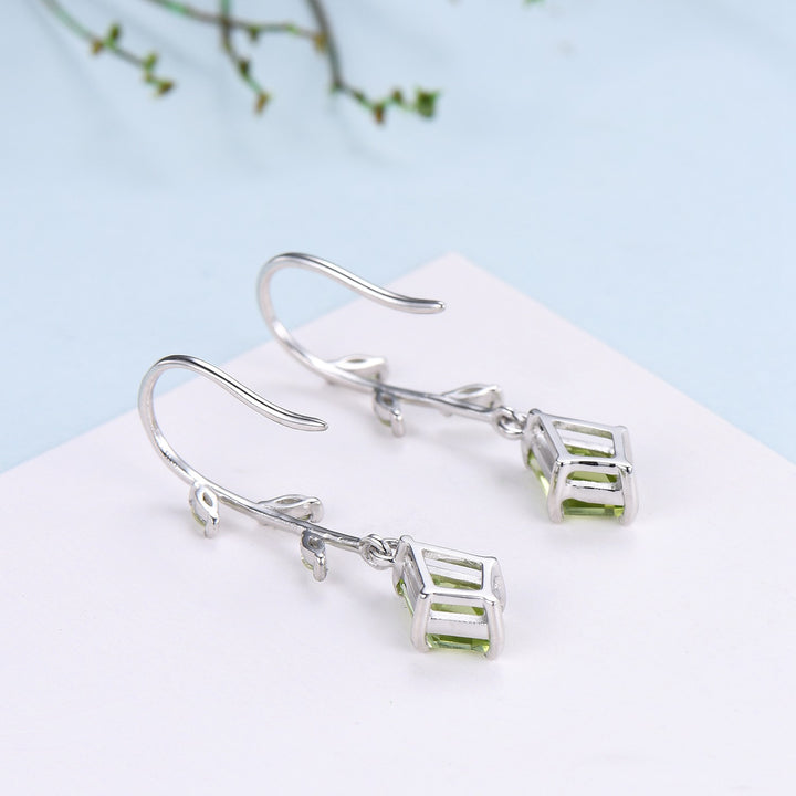 Vintage kite peridot earrings Unique pinwheel earrings marquise peridot drop stud earrings - PENFINE