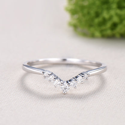 Curved moissanite wedding band women-penfine01 - PENFINE