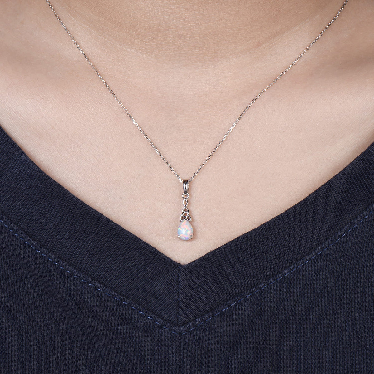 5x7mm Teardrop White Opal Pendant Necklace Vintage Unique Fire Opal Pendant Norse Viking Opal Necklace For Women Birthday Gift