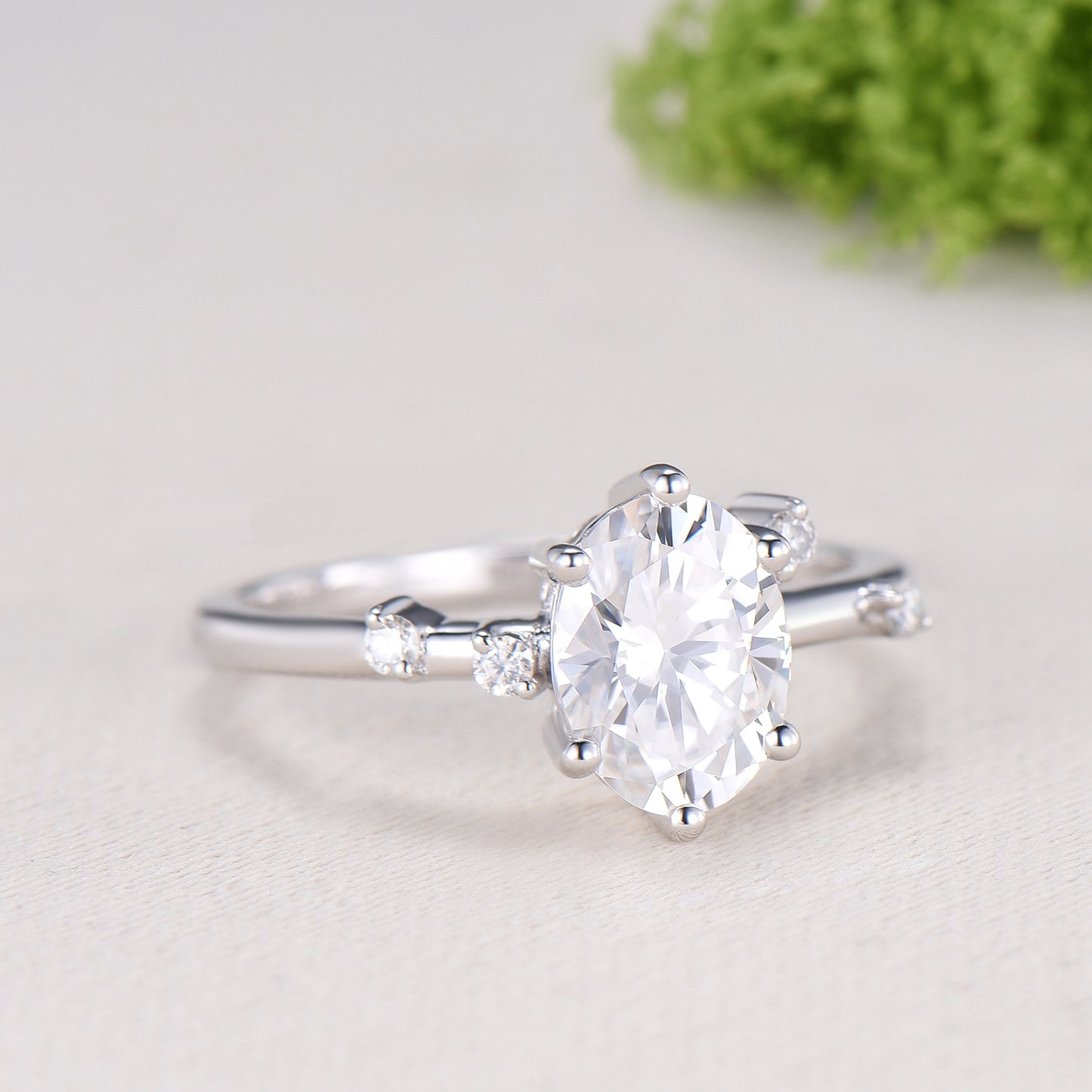 Dainty Oval cut moissanite engagement ring solid 14k yellow gold Minimalist 6 prongs cluster diamond promise wedding ring women jewelry gift