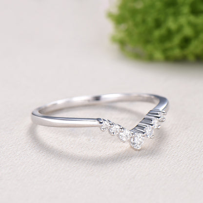 Curved moissanite wedding band women-penfine01 - PENFINE