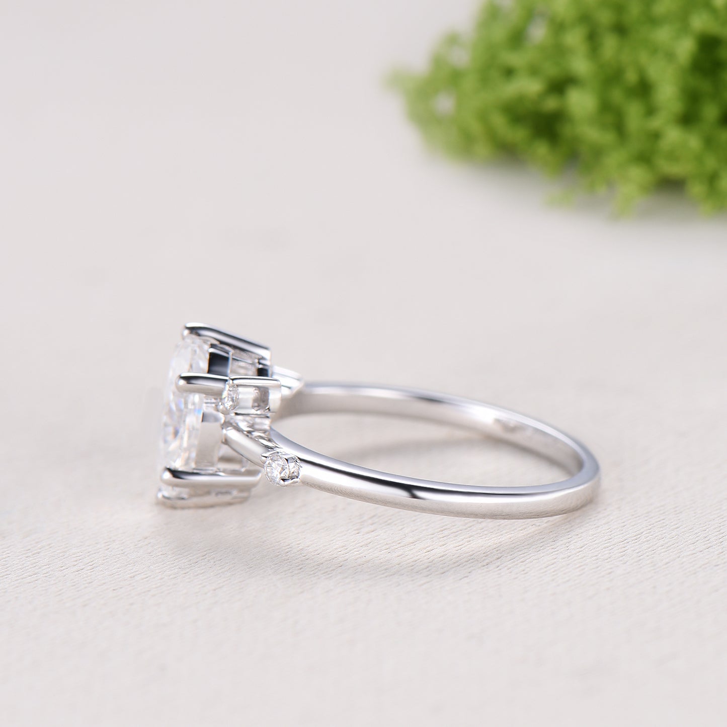 Dainty Oval cut moissanite engagement ring solid 14k yellow gold Minimalist 6 prongs cluster diamond promise wedding ring women jewelry gift