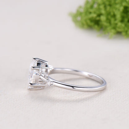 Dainty Oval cut moissanite engagement ring solid 14k yellow gold Minimalist 6 prongs cluster diamond promise wedding ring women jewelry gift
