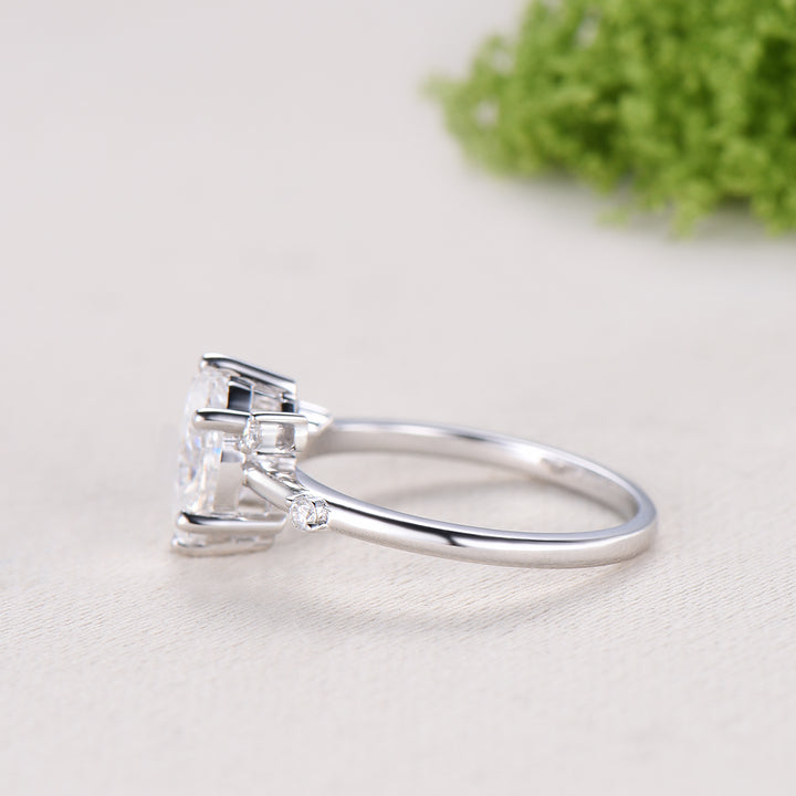 Dainty Oval cut moissanite engagement ring solid 14k yellow gold Minimalist 6 prongs cluster diamond promise wedding ring women jewelry gift