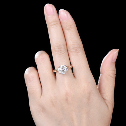 3ct Round Moissanite Engagement Ring 14K Yellow Gold  Twig Promise Ring