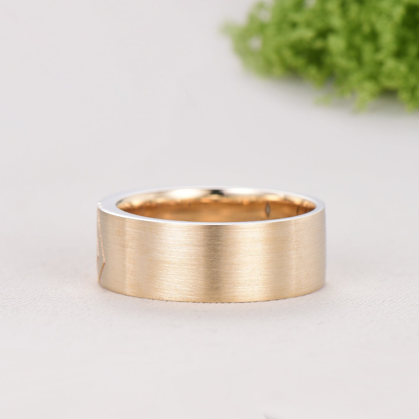 6mm Men's Ring Kite Cut Black Rutilated Quartz Brushed Finished Band Solitaire Wedding Ring Anniversary Band Gift For Men