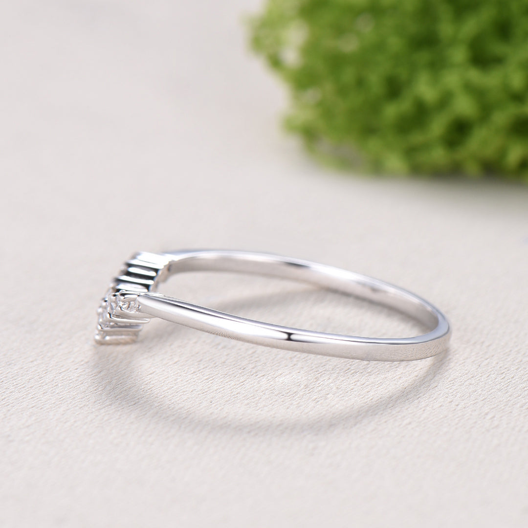 Curved moissanite wedding band women-penfine01 - PENFINE
