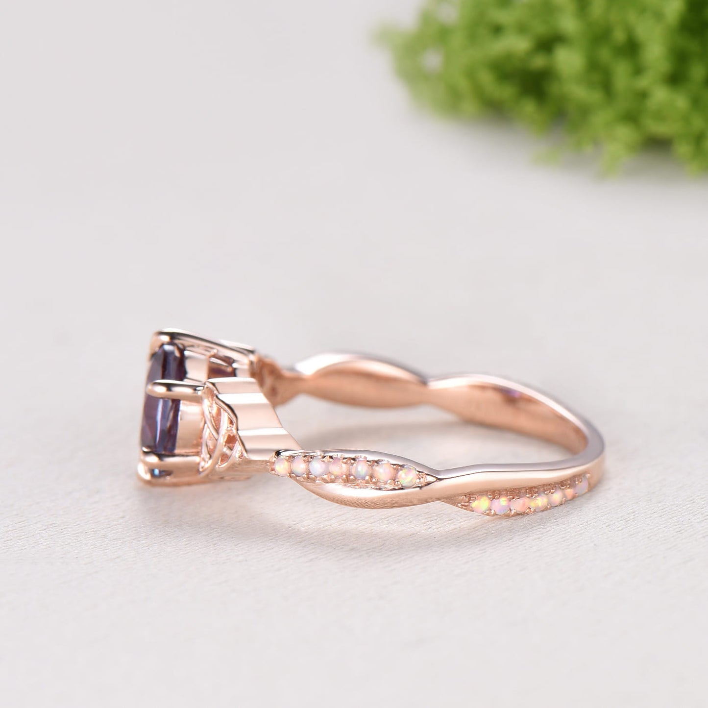 Celtic Knot Round Cut Alexandrite Engagement Ring Unique Norse Viking Fire Opal infinity Wedding Ring Spilt Shank Anniversary Promise Gifts