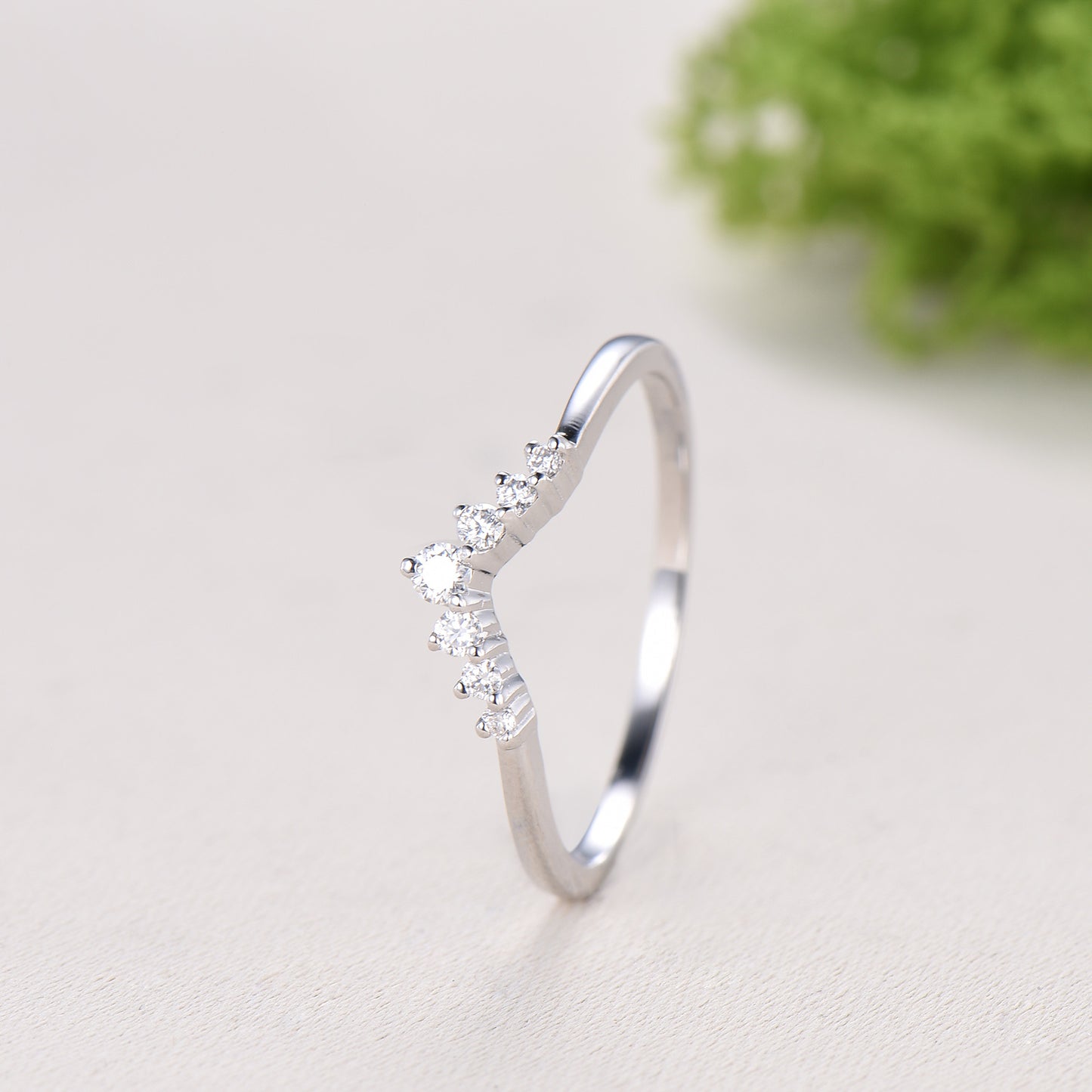 Curved moissanite wedding band women-penfine01 - PENFINE
