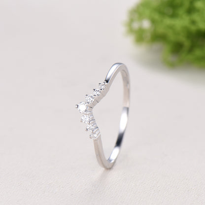 Curved moissanite wedding band women-penfine01 - PENFINE