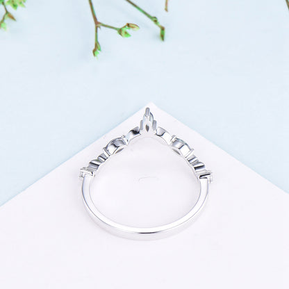 Vintage Curved V alexandrite wedding band yellow gold leaf vine matching band women unique art deco stacking promise ring anniversary gift - PENFINE