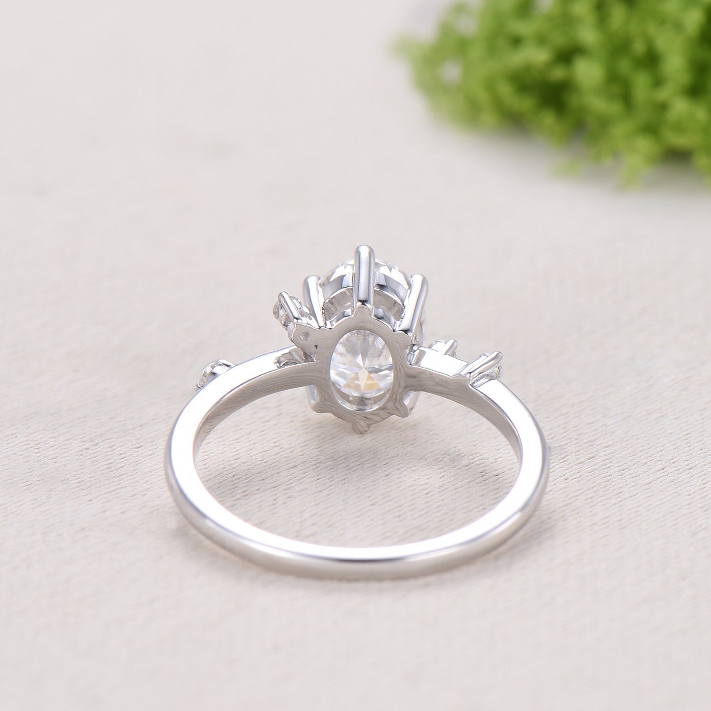 Dainty Oval cut moissanite engagement ring solid 14k yellow gold Minimalist 6 prongs cluster diamond promise wedding ring women jewelry gift
