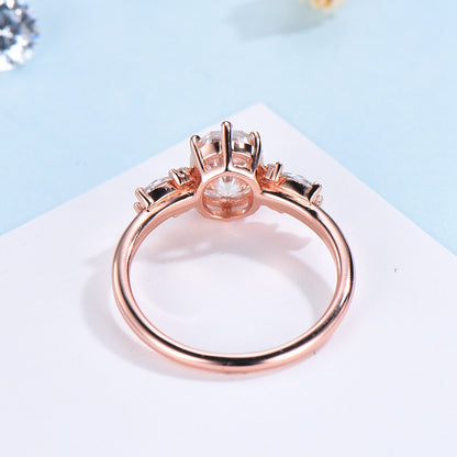 1.5 Carat Oval Lab Grown Diamond Engagement Ring Cluster Marquise Petal Ring