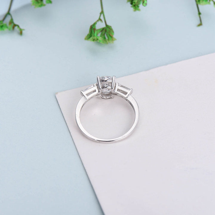 Unique hexagon alexandrite engagement ring Magic celestial moon color change engagement ring vintage crescent wedding ring gift for women - PENFINE