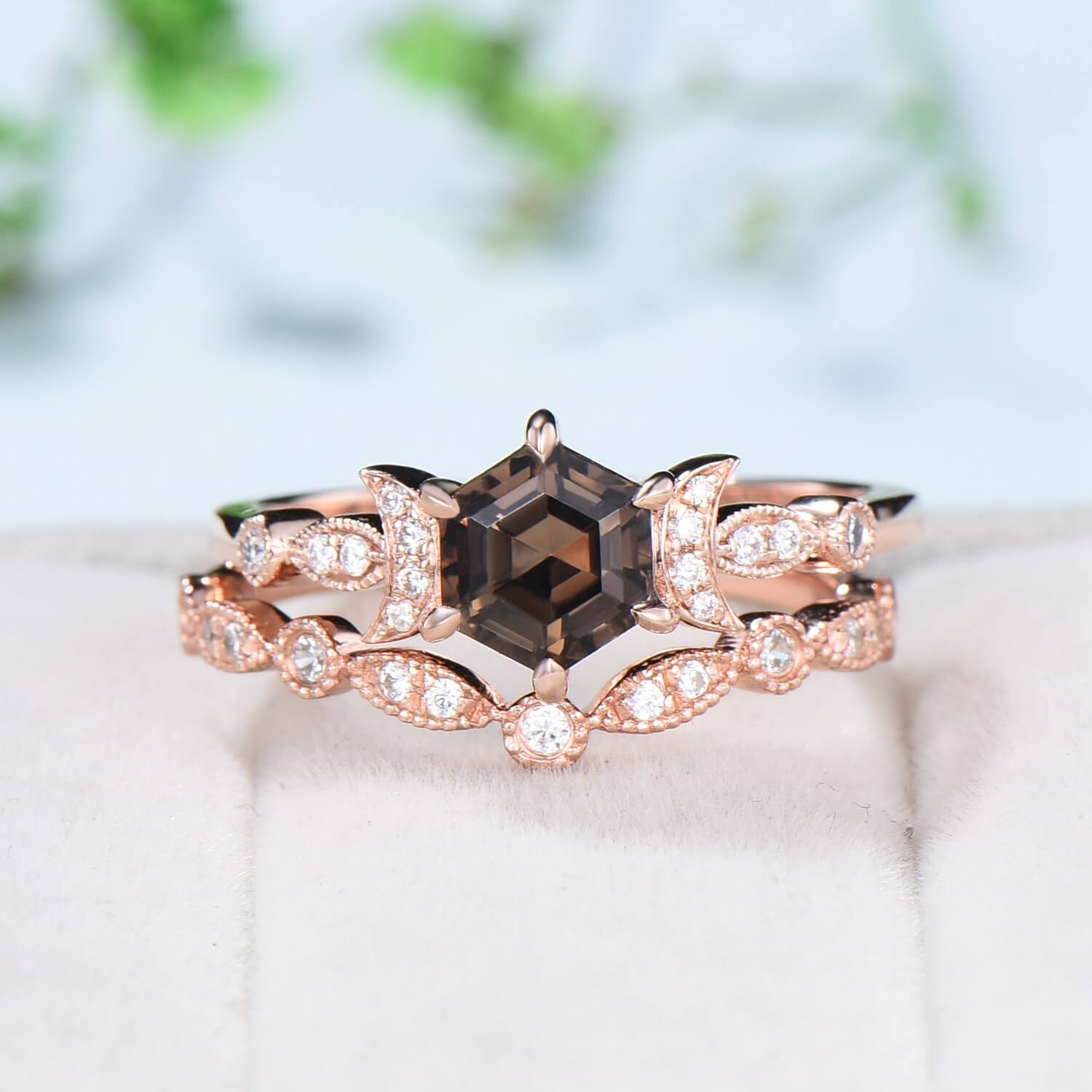Black Onyx engagement ring vintage Rose gold ring oval cut Antique dia –  Belloring