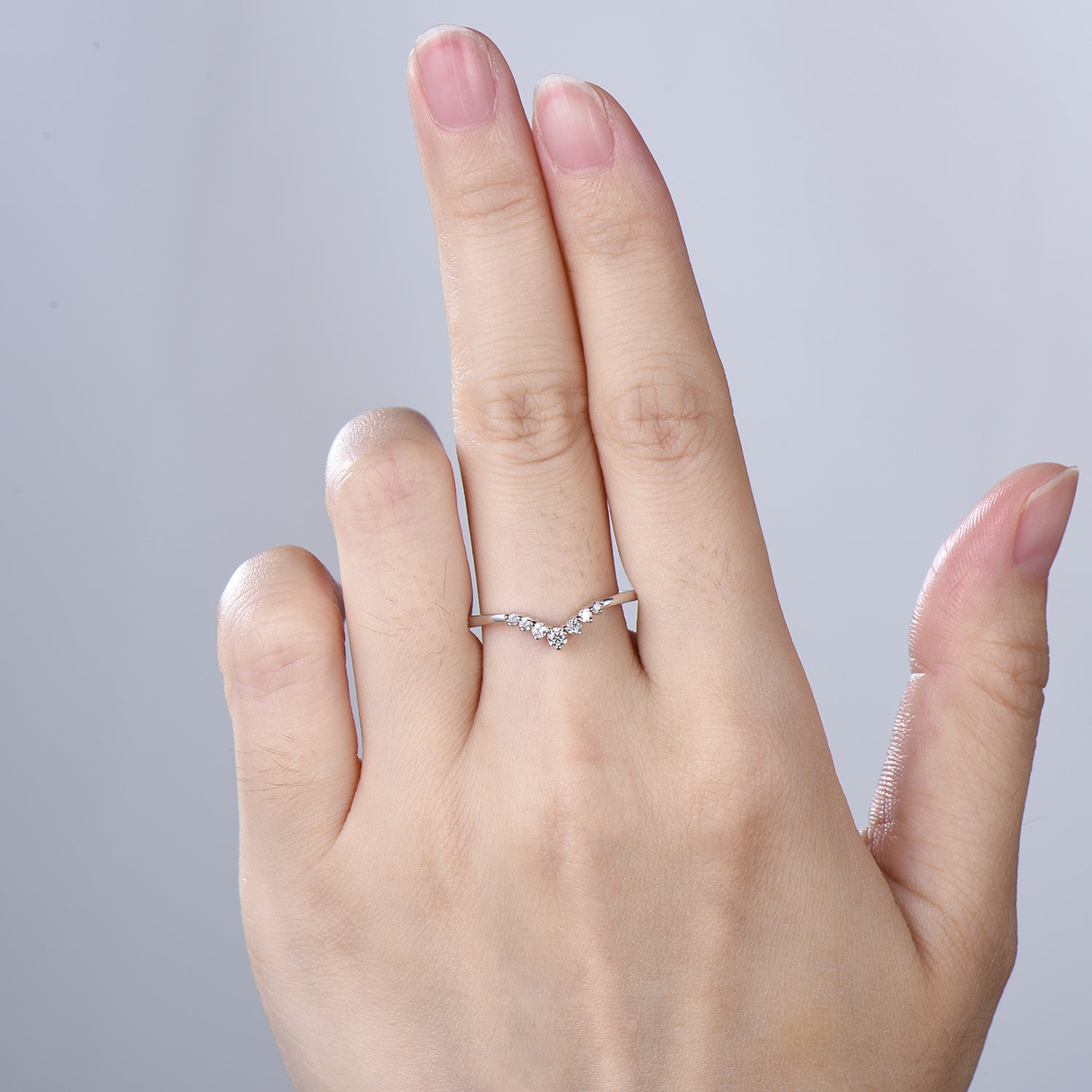 Curved moissanite wedding band women-penfine01 - PENFINE