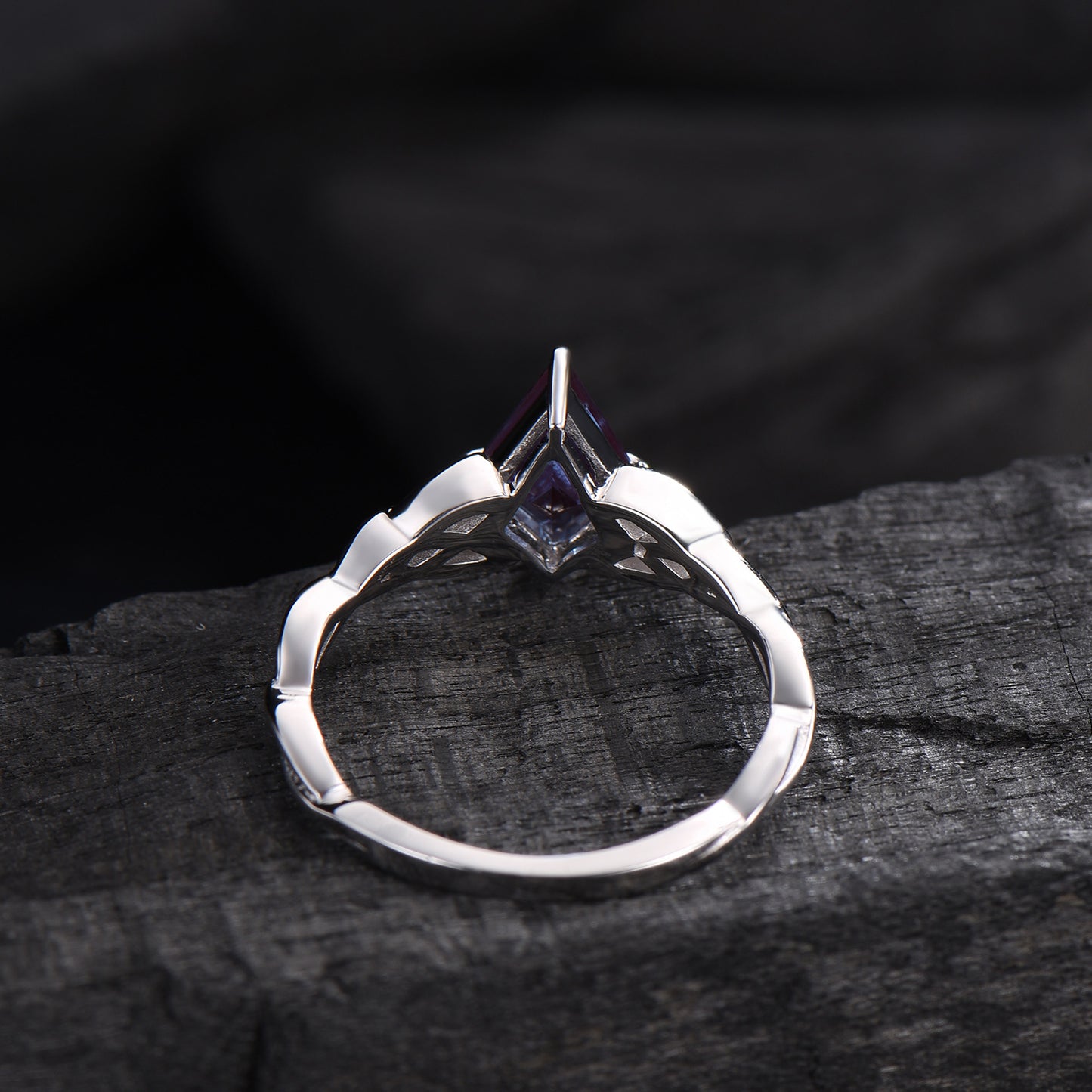 Solitaire Kite Cut Alexandrite Ring Celtic Love Knot Norse Viking Alexandrite Engagement Ring