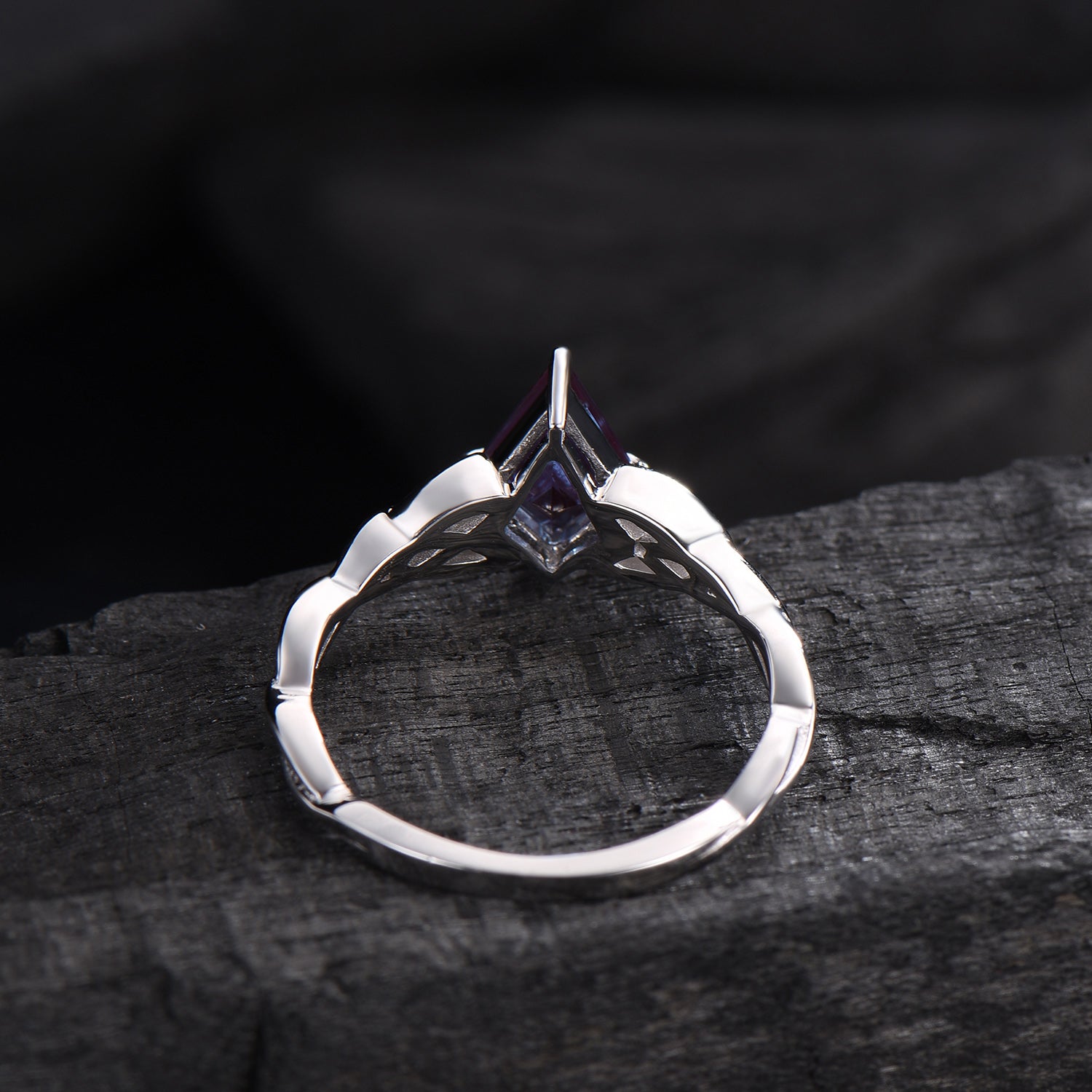 Solitaire Kite Cut Alexandrite Ring Celtic Love Knot Norse Viking Alexandrite Engagement Ring