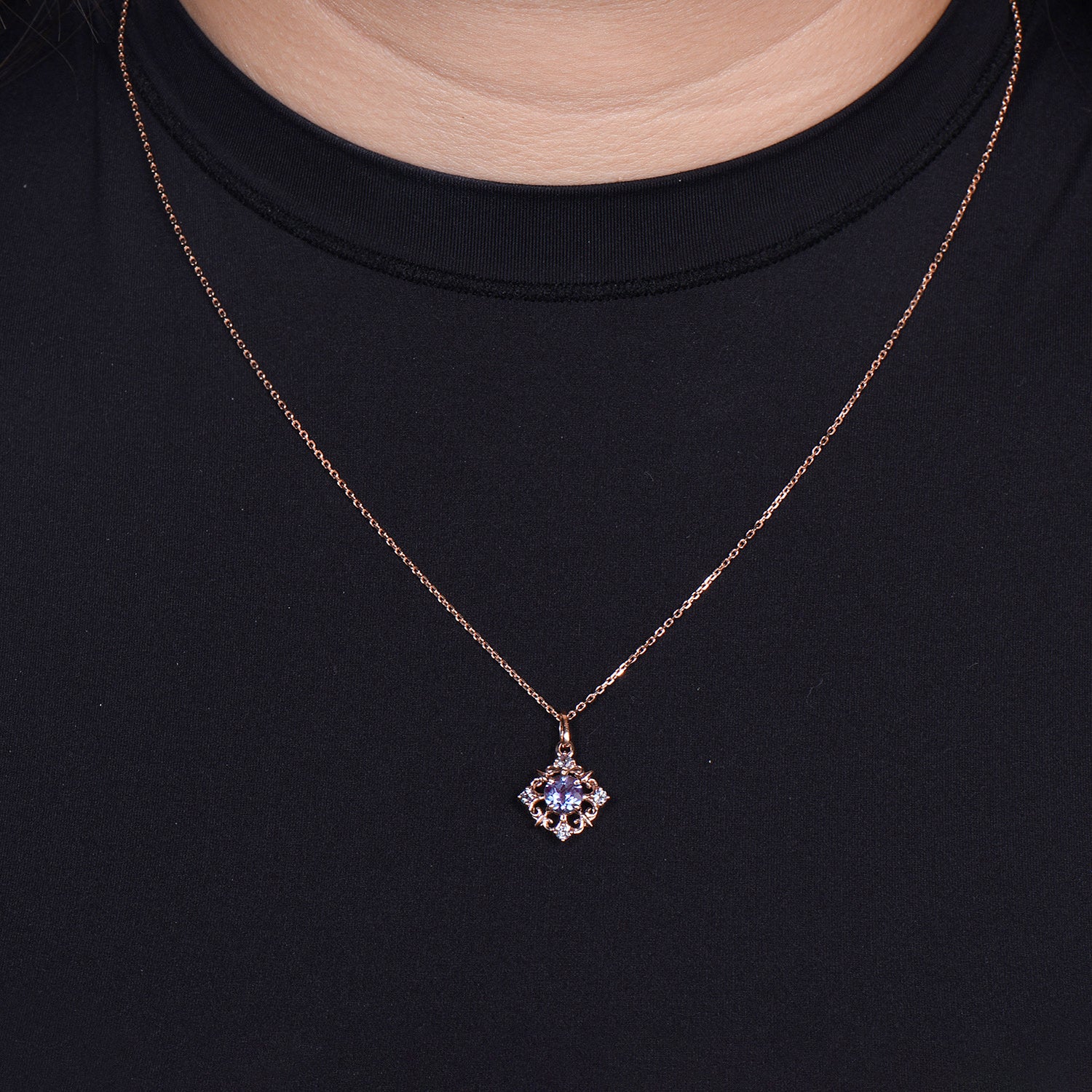 Vintage Five Stone Alexandrite Necklace Celtic Knot Filigree Pendant