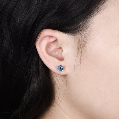 Minimalist Alexandrite Stud Earrings | Round Cut Color Change Stone, June Birthstone - PENFINE