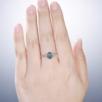 Unique Oval Shape Fantasy Cut Color-change Alexandrite Celetial Engagement Ring