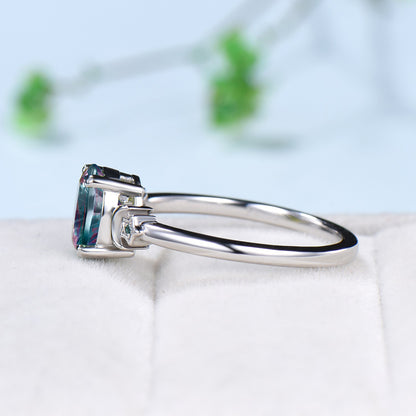 Unique Oval Shape Fantasy Cut Color-change Alexandrite Celetial Engagement Ring