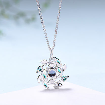 Unique Nature Inspired Alexandrite Necklace Vintage Marquise Pear Emerald Necklace Elegant Snowflake Pendant Anniversary gift for daughter - PENFINE