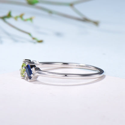 Multi-Gemstone Cluster Wedding Ring | Peridot, Amethyst, Topaz, Sapphire & Aquamarine - PENFINE