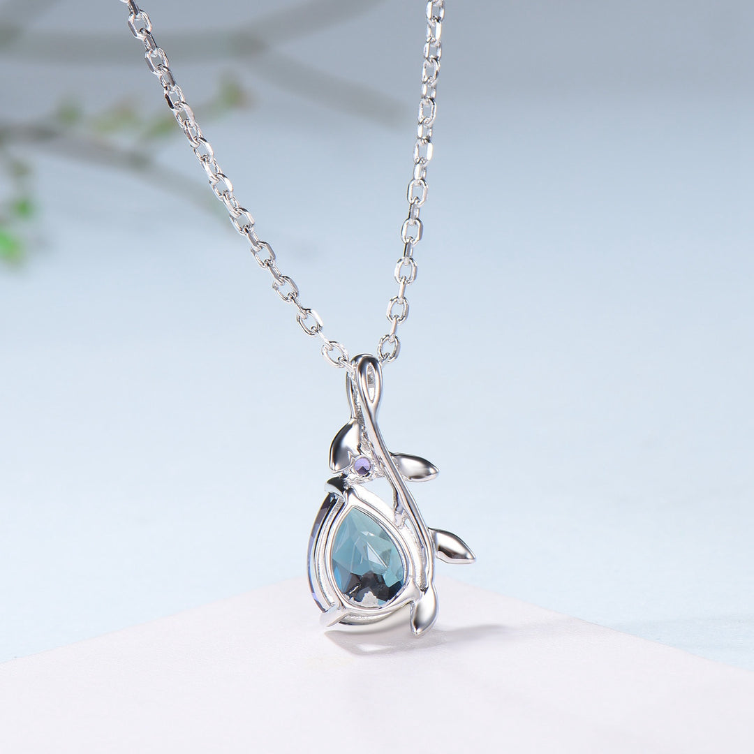 Fairy Core Aesthetic Alexandrite Necklace Color Changing Gemstone Pendant with Amethyst Accent - PENFINE