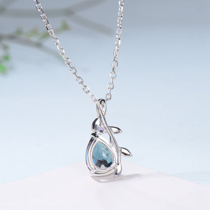 Fairy Core Aesthetic Alexandrite Necklace Color Changing Gemstone Pendant with Amethyst Accent - PENFINE