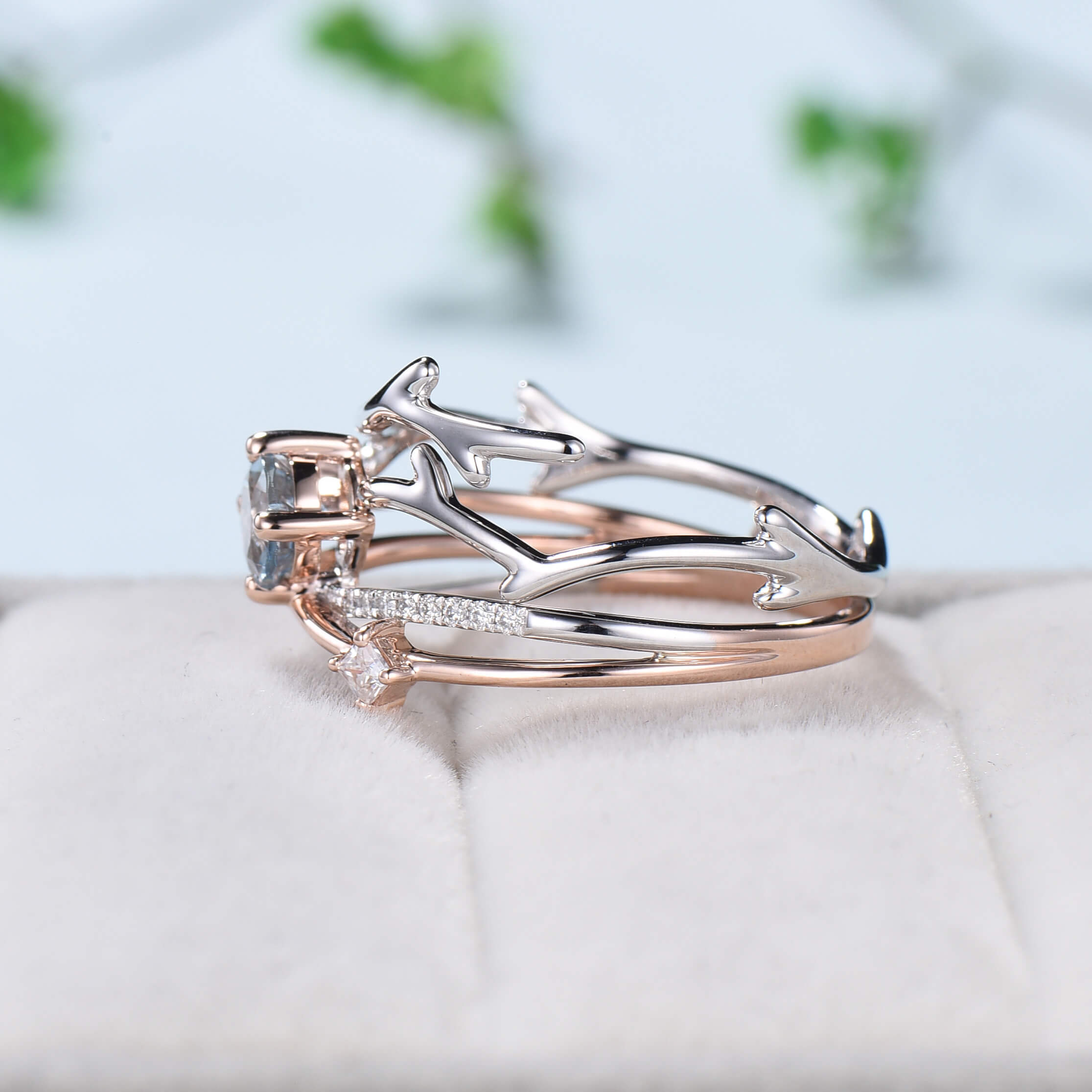 Dainty twig online engagement ring