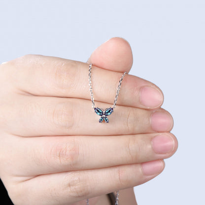 Elegant Marquise Cut Alexandrite Butterfly Necklace Pendant Nautral Inspired Fine Jewelry Wedding Anniversary Gifts