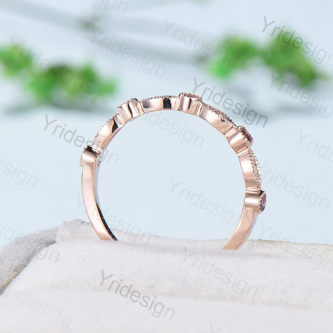 Luxe Tiara Half Eternity Amethyst And Diamond Wedding Band- Art Deco - PENFINE