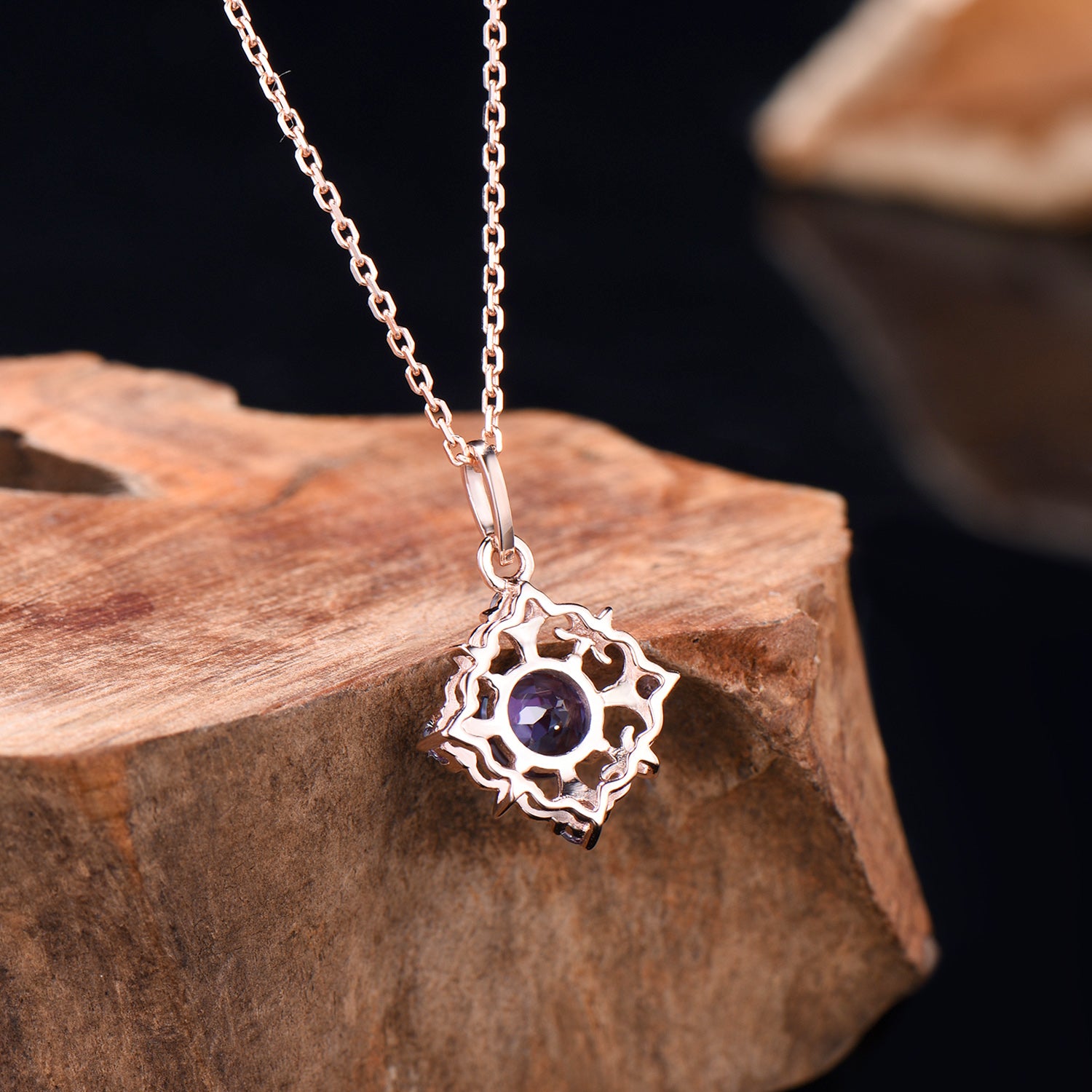 Vintage Five Stone Alexandrite Necklace Celtic Knot Filigree Pendant