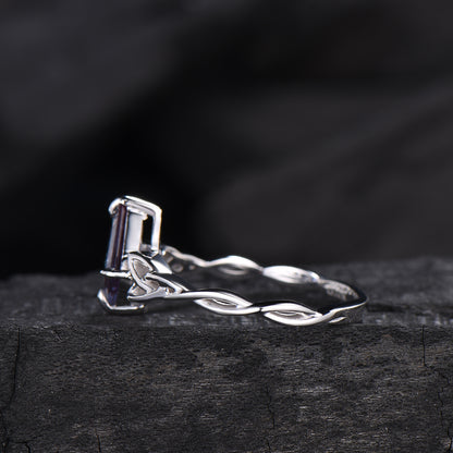 Solitaire Kite Cut Alexandrite Ring Celtic Love Knot Norse Viking Alexandrite Engagement Ring