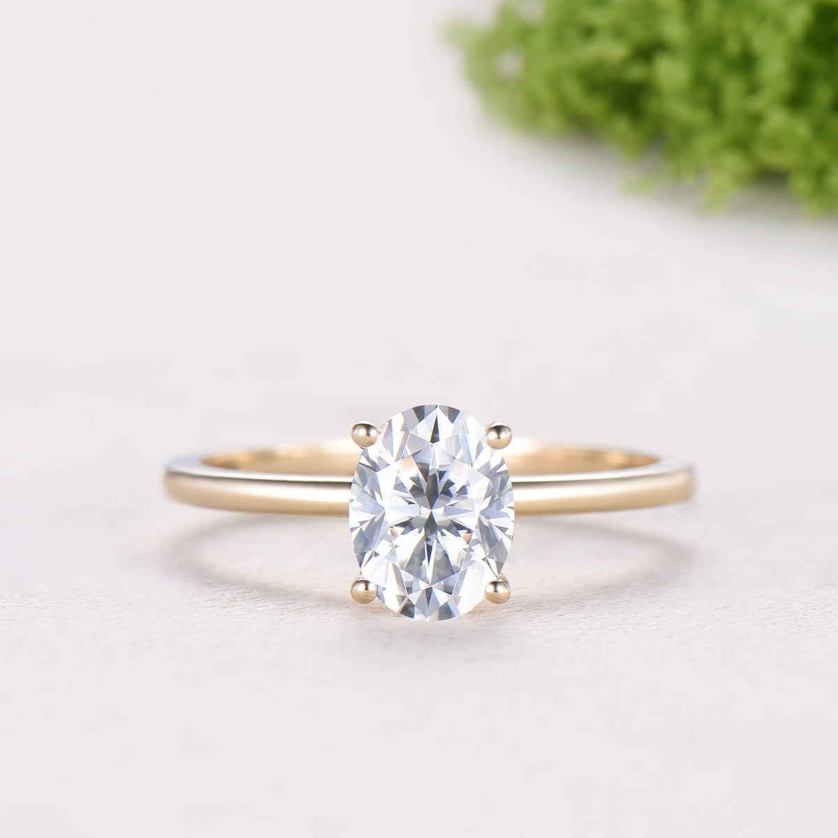 1.5CT Oval Moissanite Solitaire Engagement Ring Set Vintage 14K Gold Wedding Set Full Eternity Milgrain Band