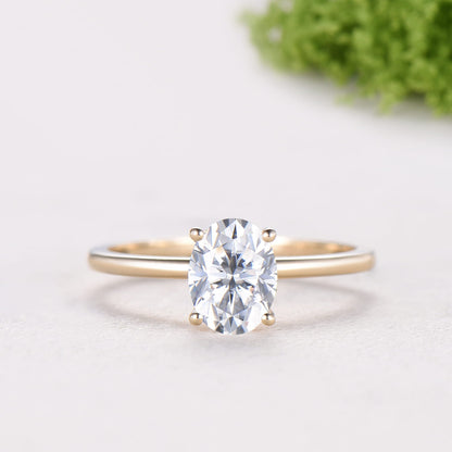 1.5CT Oval Moissanite Solitaire Engagement Ring Set Vintage 14K Gold Wedding Set Full Eternity Milgrain Band