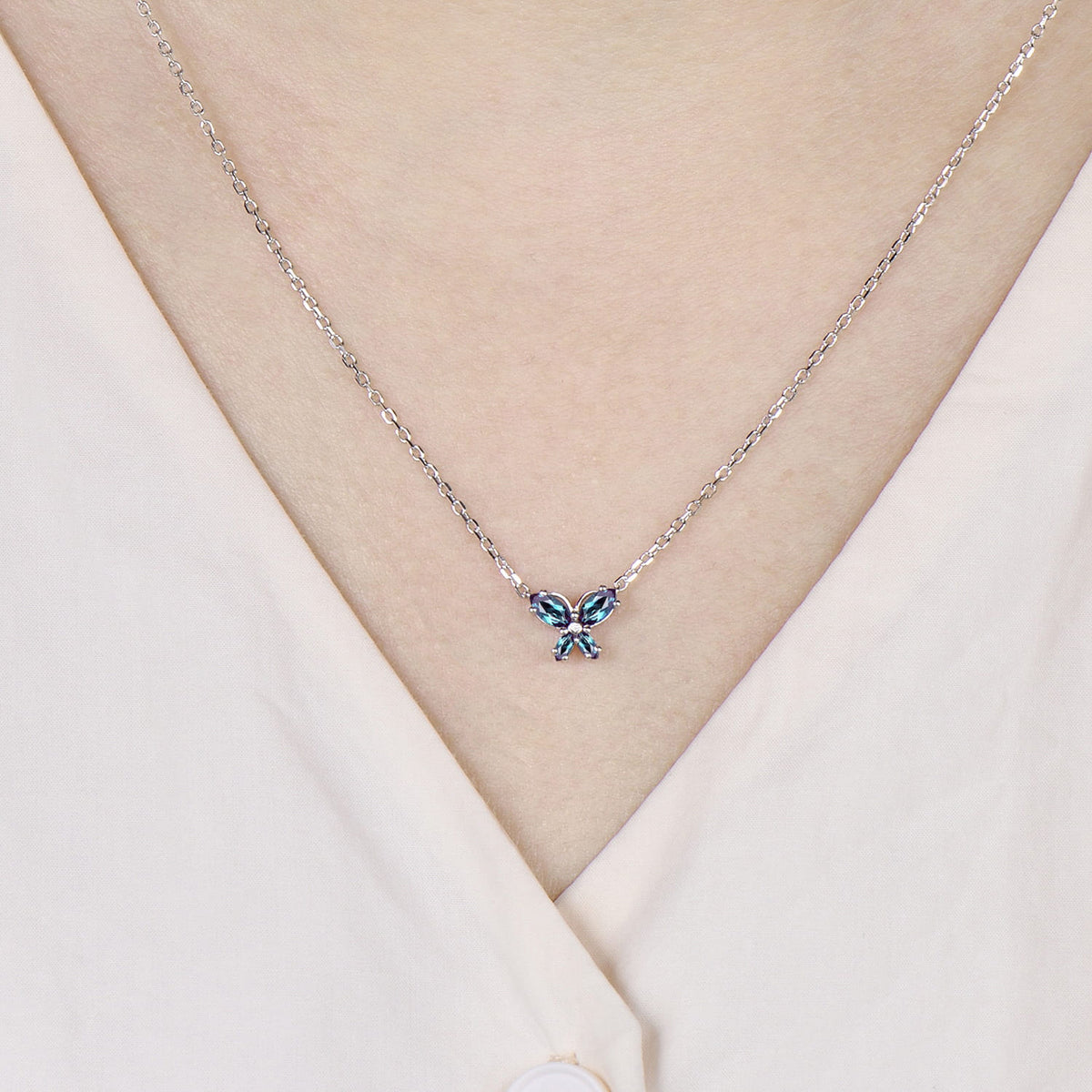 Elegant Marquise Cut Alexandrite Butterfly Necklace Pendant Nautral Inspired Fine Jewelry Wedding Anniversary Gifts
