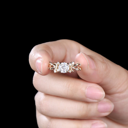 1CT Brilliant Moissanite ring Leaf Branch Moissanite Engagement Ring Nature Inspired Moon Wedding Ring Unique Twig Promise Ring For Women