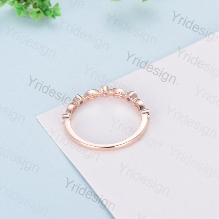 Luxe Tiara Half Eternity Amethyst And Diamond Wedding Band- Art Deco - PENFINE