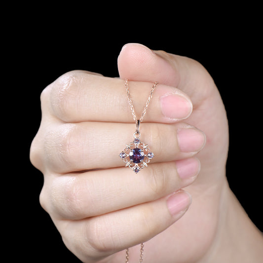 Vintage Five Stone Alexandrite Necklace Celtic Knot Filigree Pendant