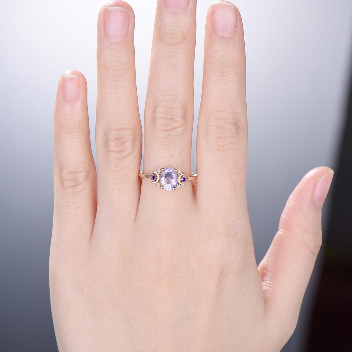 Natural Amethyst Ring, Rose Gold Lavender popular Amethyst Ring, February Birthstone Ring, Art Deco Wedding Ring, Gemstone Ring, Amethyst Jewelry