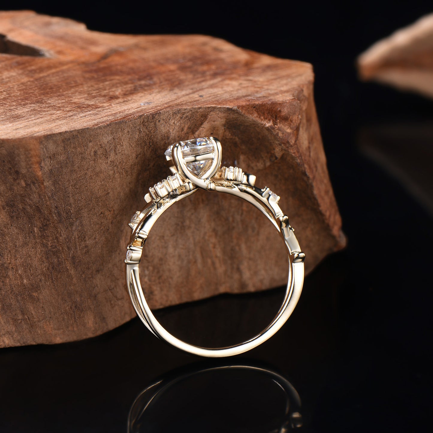 1CT Brilliant Moissanite ring Leaf Branch Moissanite Engagement Ring Nature Inspired Moon Wedding Ring Unique Twig Promise Ring For Women